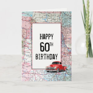 60:e födelsedagen Red Retro Lastbil på Karta Kort