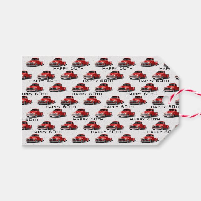 60:e födelsedagen Retro Red Lastbil Presentetikett (Framsidan (Horizontal))