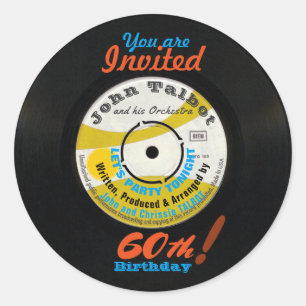 60:e födelsedagen: Retro Vinyl Record 45 RPM R-et Runt Klistermärke