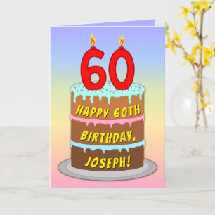 60:e födelsedagen - Roligt Cake & Candles, med ege Kort