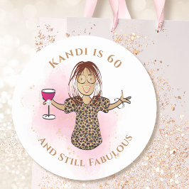 60:e födelsedagen Rosa Ethnic Funny 60 och Fabulou Runt Klistermärke