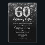 60:e födelsedagen - Svarta Silver Inbjudningar<br><div class="desc">60:e födelsedagsinbjudan. Elegant svartvit design med faux glitter silver. Vuxens födelsedag. Har diamanter och skriptteckensnitt. Manar eller kvinnor i inbjudan. Perfekt för en snyggt födelsedagsfest. Berätta om du behöver anpassa dig ytterligare.</div>