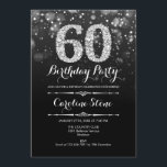 60:e födelsedagen - Svarta Silver Inbjudningar<br><div class="desc">60:e födelsedagsinbjudan. Elegant svartvit design med faux glitter silver. Vuxens födelsedag. Har diamanter och skriptteckensnitt. Manar eller kvinnor i inbjudan. Perfekt för en snyggt födelsedagsfest. Berätta om du behöver anpassa dig ytterligare.</div>