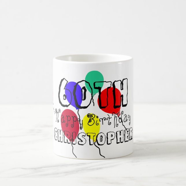 60:e födelsedagsballongen Personlig Namn Mugg (Center)