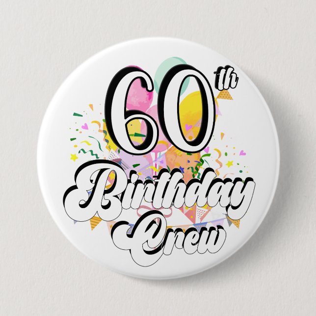 60:e födelsedagsbesättningen 60 Party-besättningsr Knapp (Framsida)