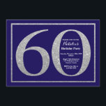 60:e födelsedagsblått och Silver Glitter Inbjudningar<br><div class="desc">60:e födelsedagsinbjudan. Tunga Blue och Silver Glitter Födelsedagsfest Inbjudan med marinblå bakgrund. Överraskad födelsedag. Vuxen födelsedag. Manar eller Kvinnor Bday Bash Party.
Om du vill göra ytterligare anpassningar klickar du på knappen Anpassa och användor verktygen som är utformat för att ändra mallen.</div>