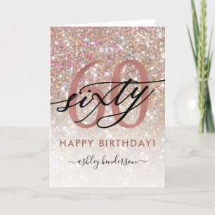 60:e födelsedagsdagen i Chic Glitter Ombre Card Kort