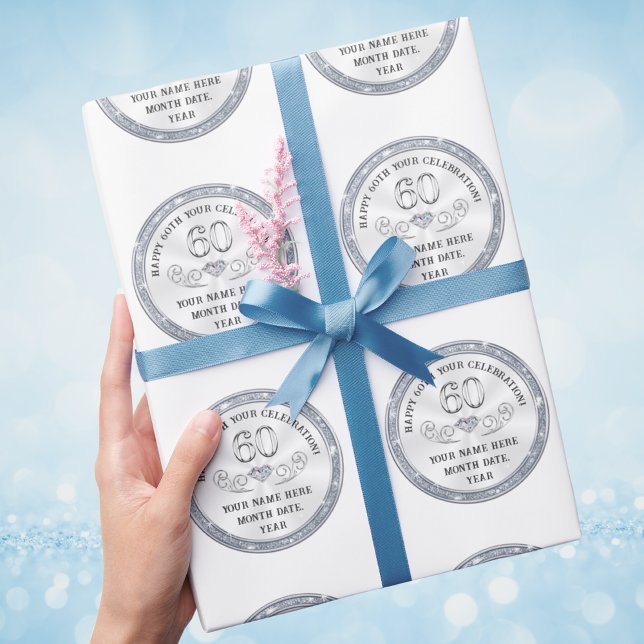 60:e födelsedagsdagen Papper rullning, eller ANY T Presentpapper (60th birthday wrapping paper. Wrapping paper 60th birthday. 60th anniversary gift ideas. Church.)