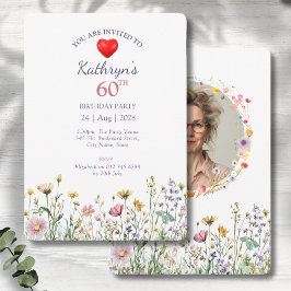 60:e födelsedagseftermiddagen Garden Blommigt Vild Inbjudningar
