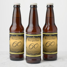60:e födelsedagsetiketten Black and Guld Beer Flas