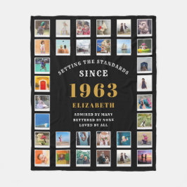 60:e födelsedagsfamiljens fotokollage 32 fotografi fleecefilt