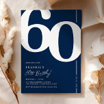 60:e Födelsedagsfest inbjudan<br><div class="desc">Vi presenterar ett marint blått och vitt 60:e födelsedagsfest inbjudan som sömlöst blandar den gamla charmen av det feta serif-typsnittet "60" med en modern,  användarvänlig,  anpassningsbar mall. Inbjudan är inte bara ett kort,  det är en meningsfull keepsaké att ta hand om milstolpen att vrida 60.</div>