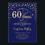 60:e Födelsedagsfest inbjudan - Guld marinblått<br><div class="desc">60 Födelsedagsfest inbjudan. Elegantens utformning med faux glitter guld och marinblått. Skål till 60 år! Berätta om du behöver anpassa dig ytterligare.</div>