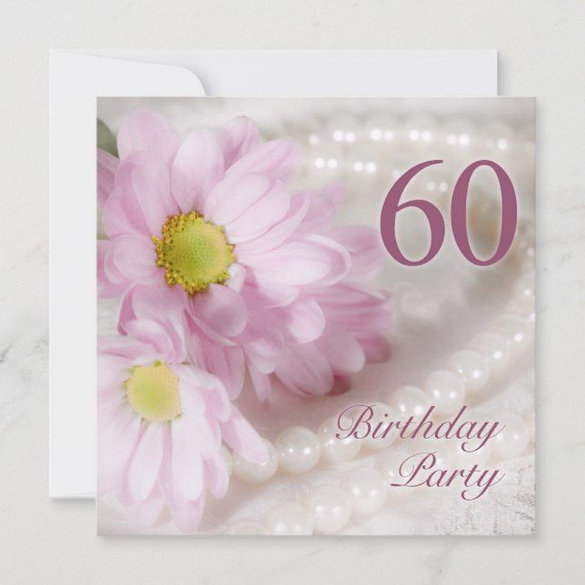 60:e Födelsedagsfest inbjudan med daisy (Framsida)