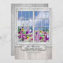 60:e Födelsedagsfest inbjudan, Rustic Window