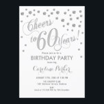 60:e Födelsedagsfest inbjudan - Silver White<br><div class="desc">60:e Födelsedagsfest inbjudan-Eleganten med faux glitter silver och vit. Skål till 60 år!</div>