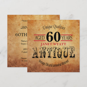60:e Födelsedagsfest inbjudan   Vintage - DIY Age