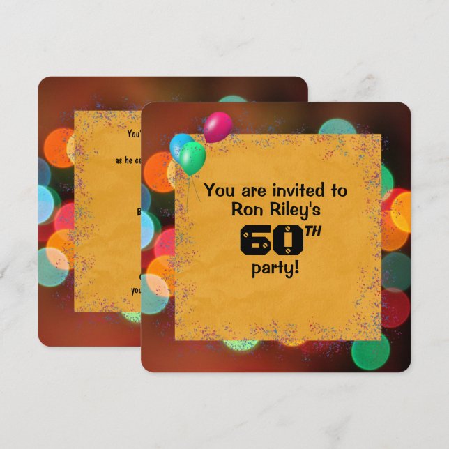 60:e Födelsedagsfesten Bash Inbjudningar (Fram/baksida)