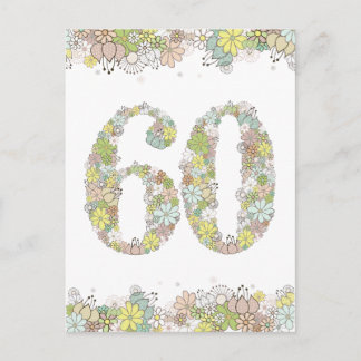 60:e Födelsedagsfesten Dam Flowers Postcard Inbjud Inbjudan Vykort