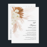 60:e Födelsedagsfesten Desert Terracotta Pampas Gr Inbjudan Vykort<br><div class="desc">60:e Födelsedagsfesten Brinnande Orange Pampas Grass-inbjudan med botaniskt innehåll i handflatan med modern typografi och layout på vit bakgrund. Du kan helt anpassa det här kortet för andra speciella händelser genom att klicka på knappen "Anpassa" för att ändra år,  layout,  text färg och mycket annat.</div>