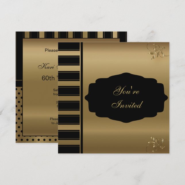 60:e Födelsedagsfesten | DIY Text Inbjudningar (Fram/baksida)