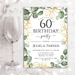 60:e Födelsedagsfesten Eucalyptus Vattenfärg Inbjudningar<br><div class="desc">Elegant botaniskt 60:e födelsedagsfest inbjudan. Klassdesignen har handmålade vattenfärger,  krans av eucalyptus och skriptteckensnitt. Anpassa med dina egna detaljer. Berätta om du behöver anpassa dig ytterligare.</div>