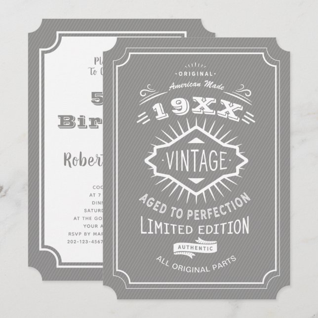 60:e Födelsedagsfesten Färg Begränsada utgåva Inbjudningar (Fram/baksida)