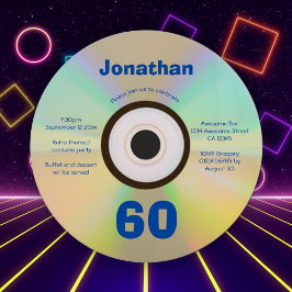 60:e Födelsedagsfesten Faux CD Retro 90:s musik Inbjudningar