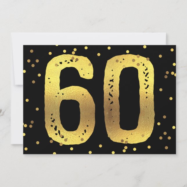 60:e Födelsedagsfesten Faux Guld Foil Confetti Bla Inbjudningar (Framsida)