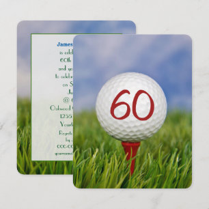 60:e Födelsedagsfesten Golf-tema Inbjudningar