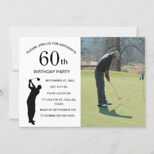 60:e Födelsedagsfesten Golfer Pappa Par Golf Photo Inbjudningar