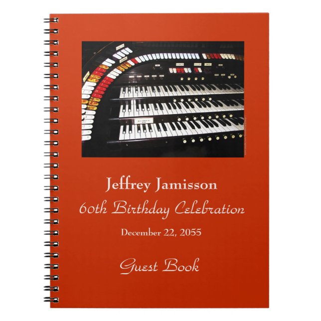 60:e Födelsedagsfesten Guest Bok, Antique Organ Anteckningsbok Med Spiral (Framsidan)