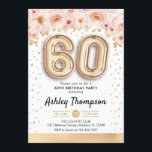 60:e Födelsedagsfesten - Guld-ballonger Inbjudningar<br><div class="desc">60 födelsedagsfest inbjudan. Elegantens utformning i faux glitter guld med blommigt accent. Inbjudan-kort med 60 guld-ballonger,  typsnitt med konetti.  rosa,  vit. Perfekt för en snyggt 60-bitars firande. Berätta om du behöver anpassningsbarnas ålder.</div>