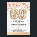 60:e Födelsedagsfesten - Guld-ballonger Inbjudningar<br><div class="desc">60 födelsedagsfest inbjudan. Elegantens utformning i faux glitter guld med blommigt accent. Inbjudan-kort med 60 guld-ballonger,  typsnitt med konetti.  rosa,  vit. Perfekt för en snyggt 60-bitars firande. Berätta om du behöver anpassningsbarnas ålder.</div>