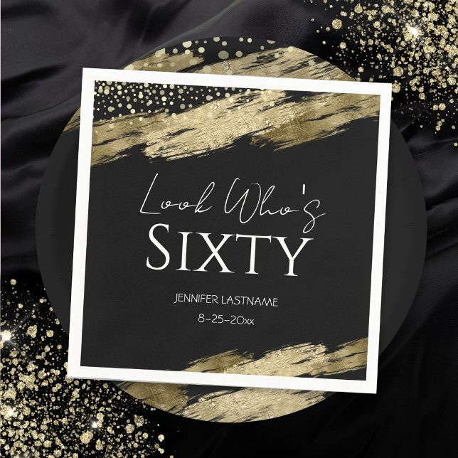 60:e Födelsedagsfesten Guld Black, titta vem som ä Pappersservett (Skapare uppladdad)