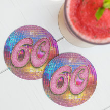 60:e Födelsedagsfesten Guld Rosa Glitter Disco Bol