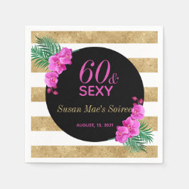 60:e Födelsedagsfesten Guld, svart Pappersservett