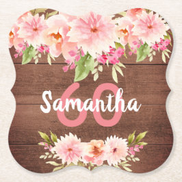 60:e födelsedagsfesten koralldahlia-blommor brun underlägg papper