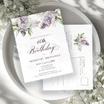 60:e Födelsedagsfesten Lila Vår Lilac Flower Inbjudan Vykort<br><div class="desc">Mjuka lila lilacs skapar en söt vårtid på 60 år. Kategrafin tillför en estetisk elegant. Det är en del av Lila Vår Lilac Flower-samlingen. Du kan välja ett tema och sedan enkelt skapa ett unikt inbjudningspaket,  välkomsttecken och party-dekorationer. Planeringen i party blir roligt och njutbar.</div>