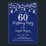 60:e Födelsedagsfesten - marinblå Inbjudningar<br><div class="desc">60 Födelsedagsfest inbjudan. Rustic stil-design i marinblått. Innehåller vitt skript,  Mason burk och Fairy string ljus. Kan anpassas till vilken ålder som helst! Berätta om du behöver anpassa dig ytterligare.</div>