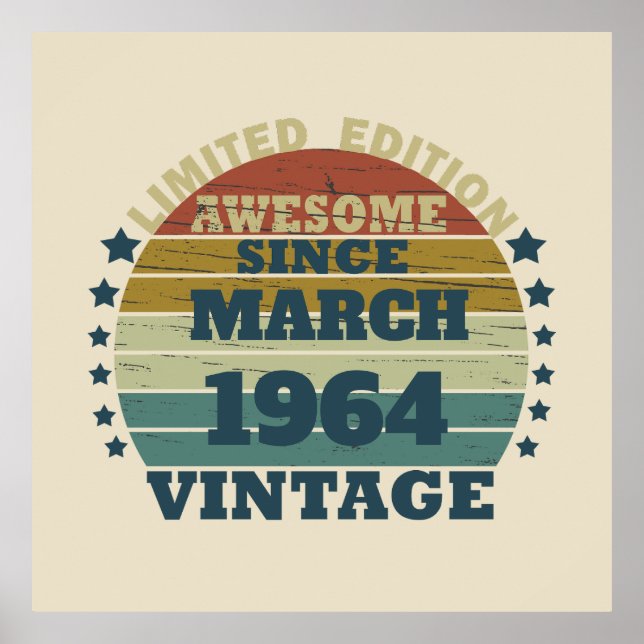 60:e födelsedagsfesten med personlig 60 vintagar poster (Framsidan)