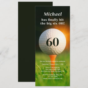 60:e Födelsedagsfesten Modern Vuxen Golf sextio Inbjudningar