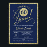 60:e Födelsedagsfesten - Navy Guld ANY YEAR Inbjudningar<br><div class="desc">60:e Födelsedagsfest inbjudan i faux glitter guld och marinblått. Skål till 60 år! Berätta för oss om du behöver anpassa dig ytterligare.</div>