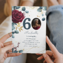 60:e Födelsedagsfesten och röd ros och blå