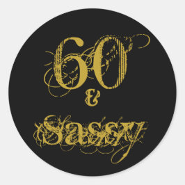 60:e Födelsedagsfesten och Sassy Black och Guld Runt Klistermärke