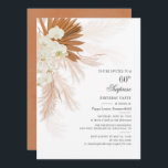 60:e Födelsedagsfesten Pampas Grass Modern Inbjudningar<br><div class="desc">Pampas Grass Burnt Orange 60:e Födelsedagsfest inbjudan med botaniska egenskaper i handflatan med modern typografi och layout på vit bakgrund. Du kan helt anpassa det här kortet för andra speciella händelser genom att klicka på knappen "Anpassa" för att ändra år,  layout,  text färg och mycket annat.</div>