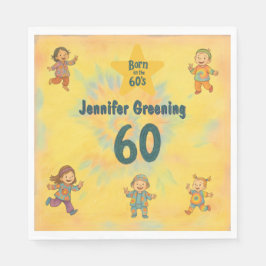 60:e födelsedagsfesten Retro, född i 60:s hippisk Pappersservett