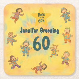 60:e födelsedagsfesten Retro, född i 60:s hippisk Underlägg Papper Kvadrat