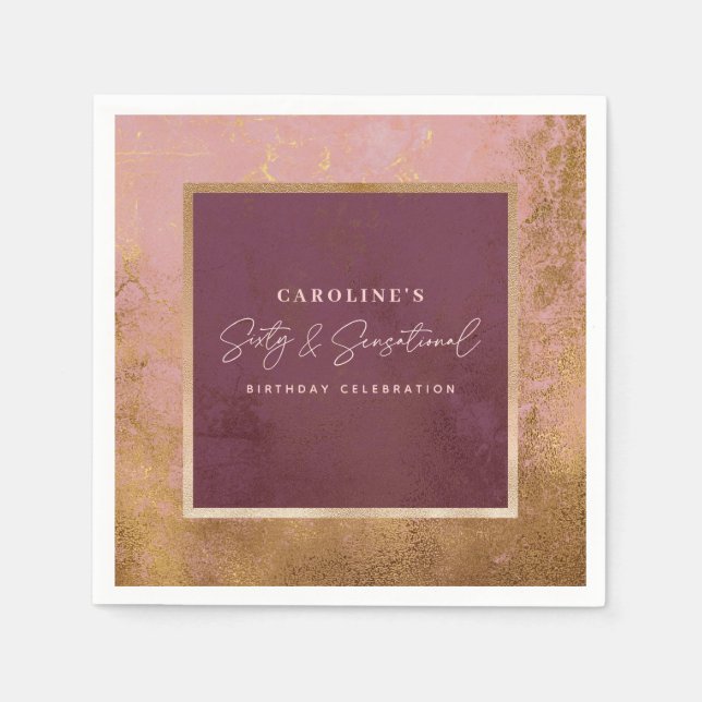 60:e Födelsedagsfesten Ro Guld-skript Pappersservett (Framsidan)