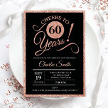 60:e Födelsedagsfesten - Ro Guld Svart ÅLDER Inbjudningar<br><div class="desc">60 födelsedagsfest inbjudan för kvinnor. Elegant inbjudan-kort i svart med faux-ro-folie i guld. Teckensnitt för typografi. Skål till 60 år! Kan vara personlig till vilket år som helst. Perfekt för en milstolpe-vuxen i firande.</div>
